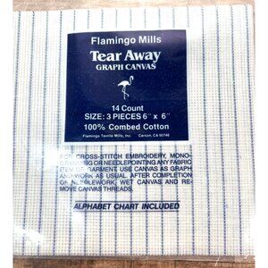 Flamingo Mills Tear Away Graph Canvas 14 Count 6" X 6" 100% Combed Cotton For Cr